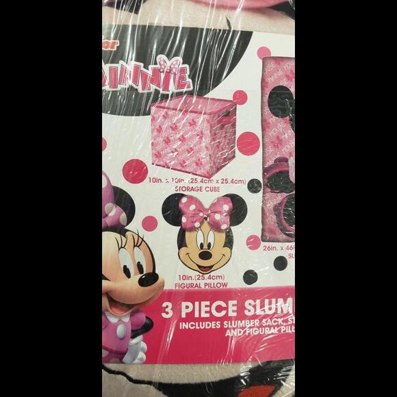 Disney Jr Minnie Mouse 3 Pc Sleeping Bag Minnie Mouse Pillow & Storage Cube Set - Picture 4 of 6